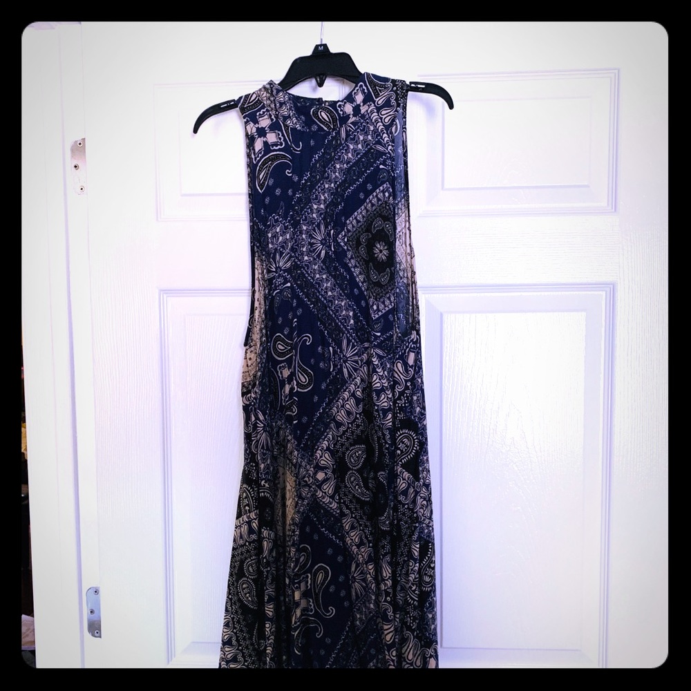 Free People Navy/Cream Slip Dress